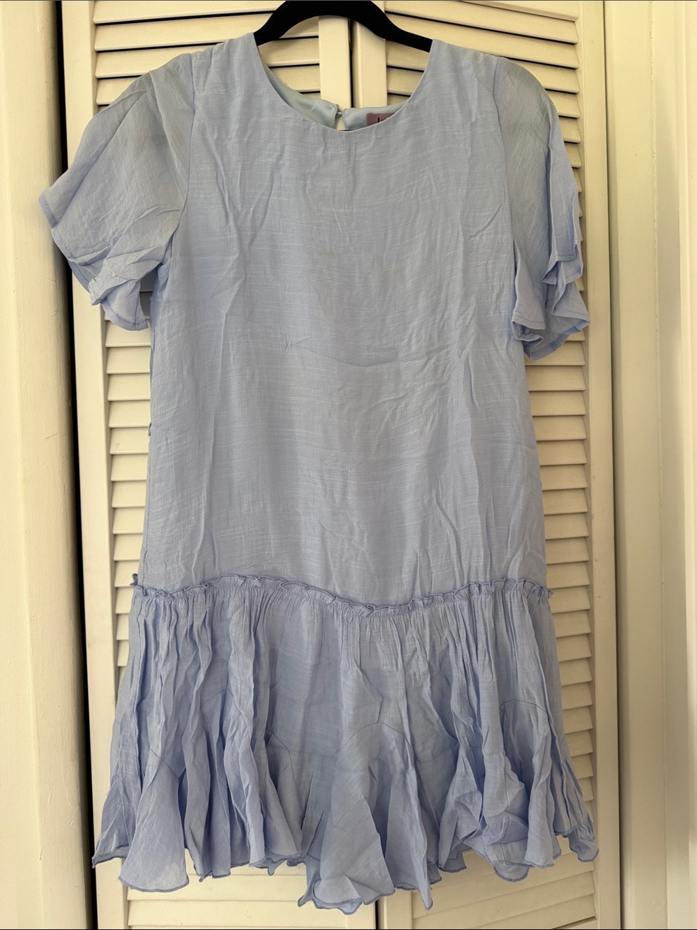 Girls' Light Blue Ruffle-Hem Casual Dress